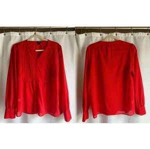 J. Crew Red White Polka Dot Blouse - Like New